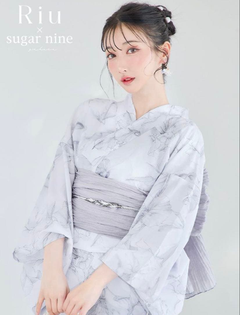 Riu sugar コラボ 大理石×百合柄浴衣 4点セット