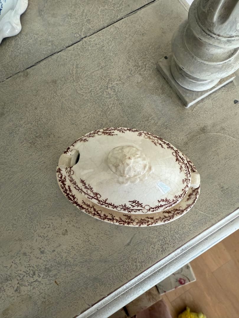 フランスアンティーククレイユモントローSYLVAミモザシリーズ小鳥柄ムタディエ