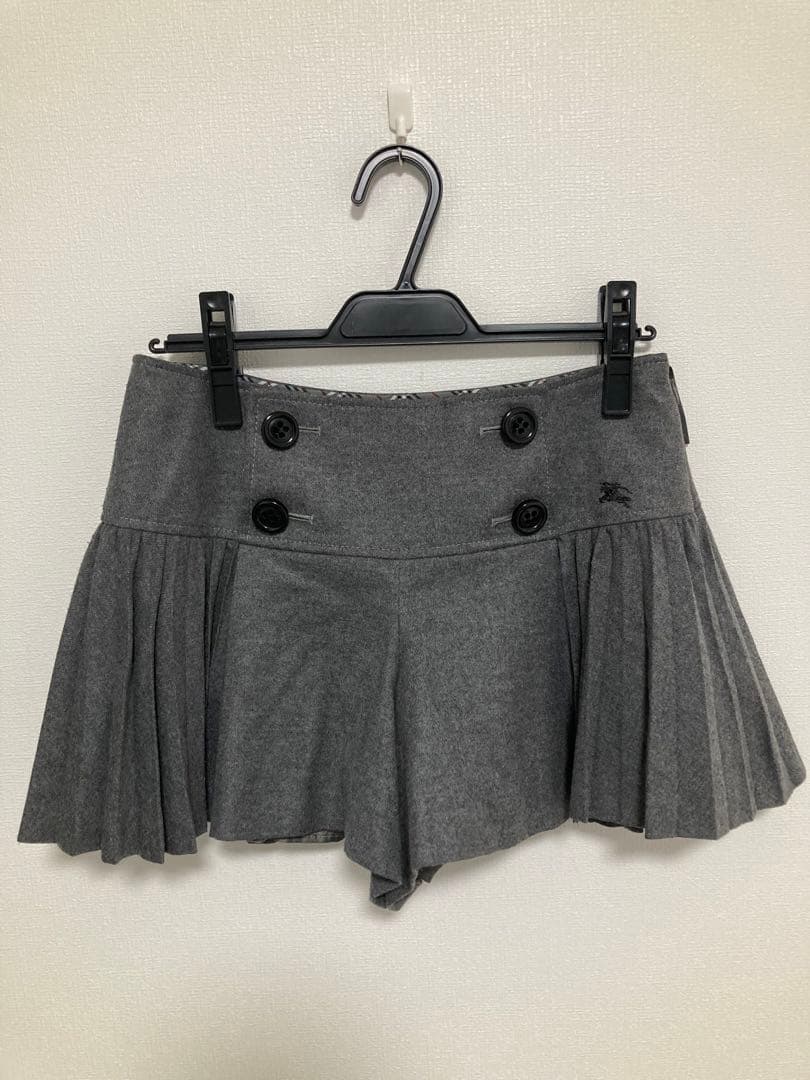 【美品】バーバリーブルーレーベル グレー ミニスカート キュロット プリーツ