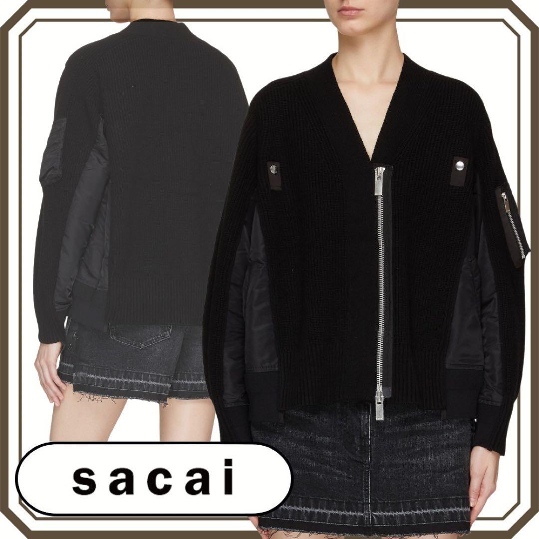最終値下げ‼️美品✨sacai SCW- 112 カーディガン（黒）