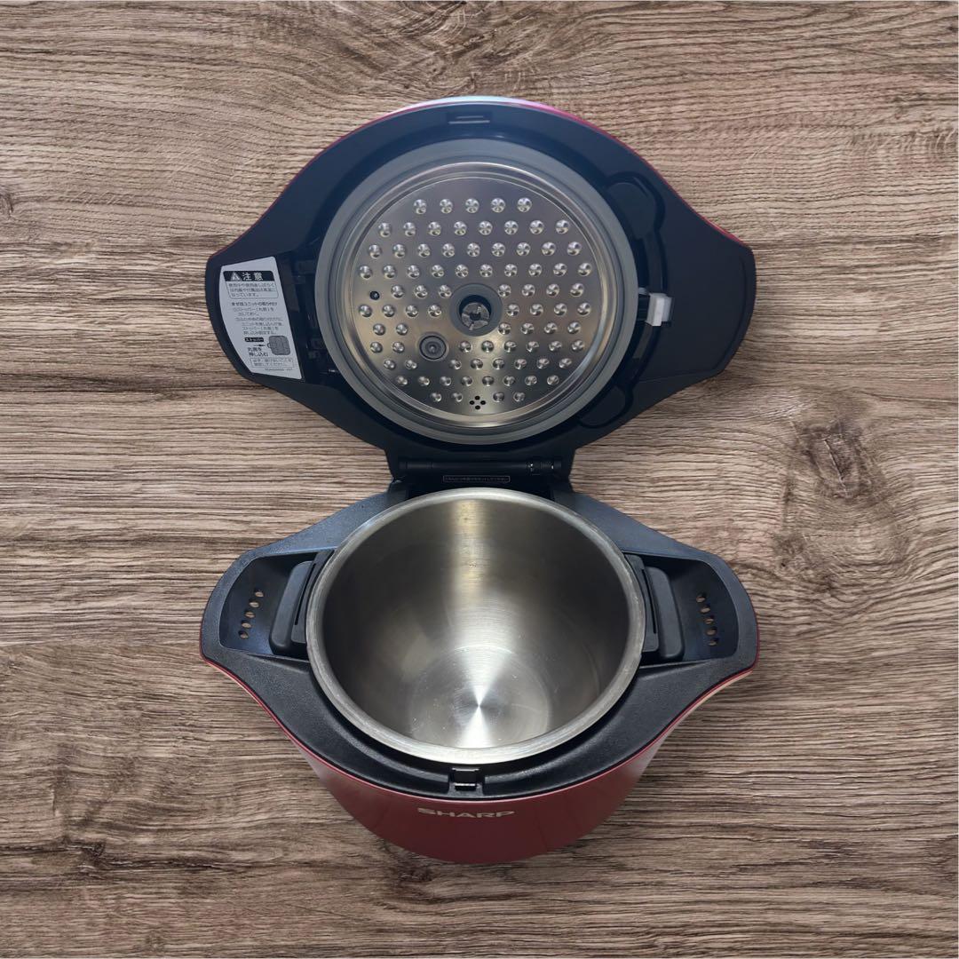 [美品] SHARP HEALSIO ホットクックKN-HW24E-R 赤