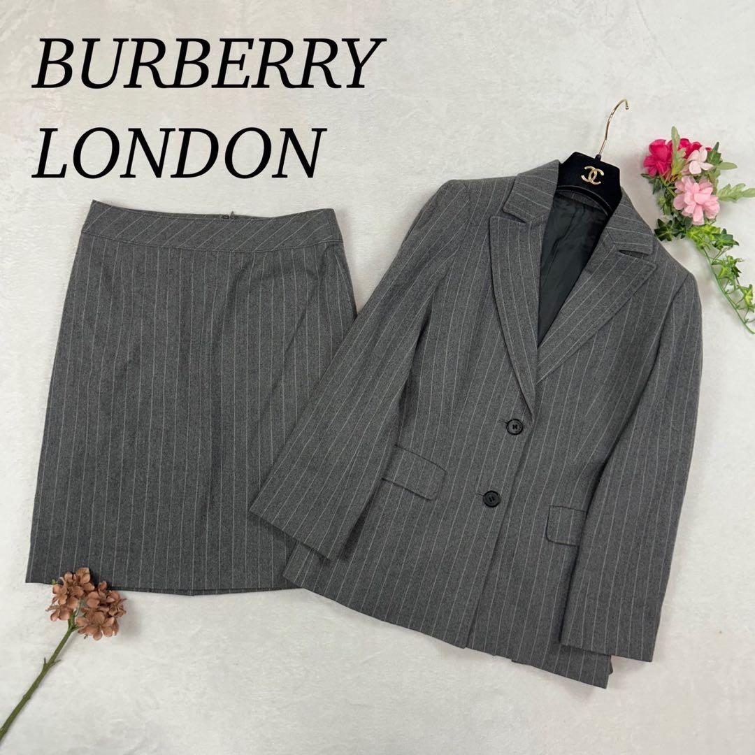 J272 美品 M バーバリーロンドン スーツ上下 グレー レディース