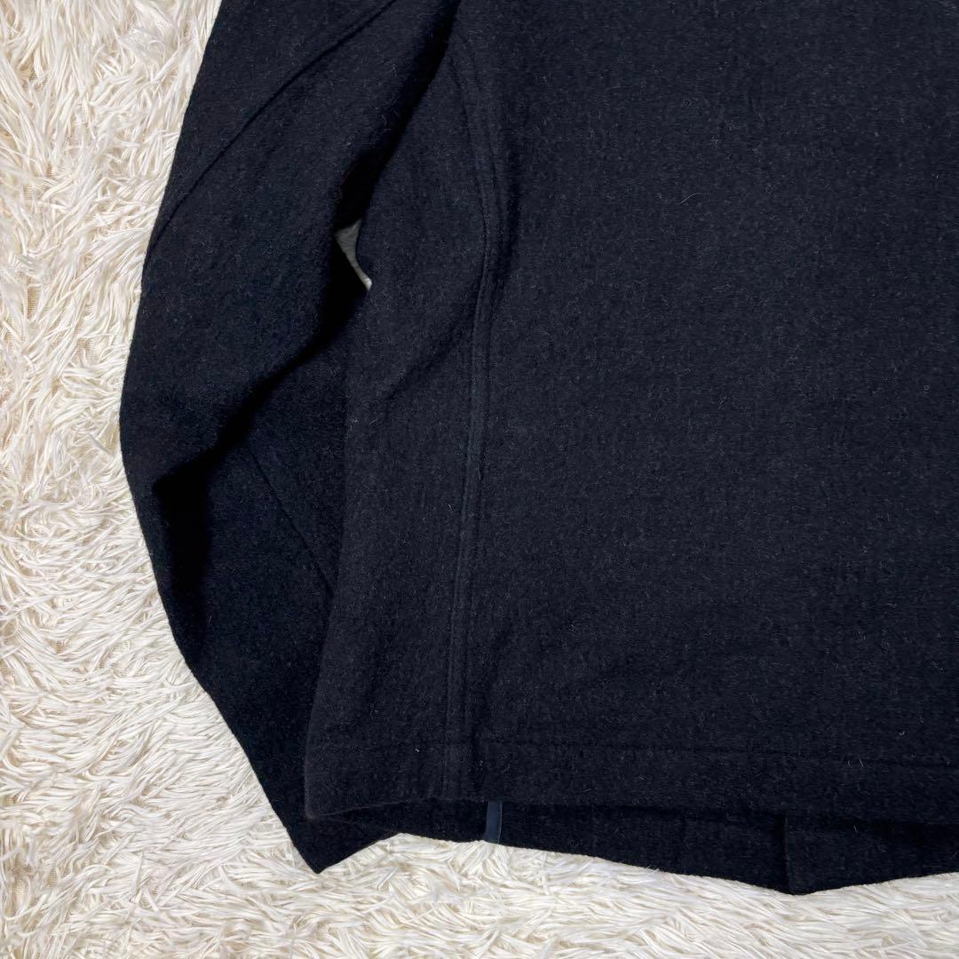 45RPM ウールジャケット 襟レザー 異素材切り替え ブラック Lサイズ