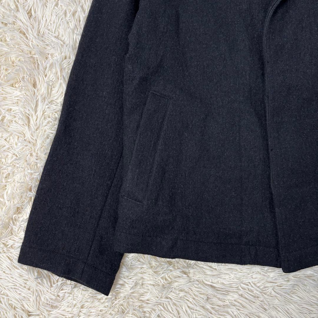 45RPM ウールジャケット 襟レザー 異素材切り替え ブラック Lサイズ