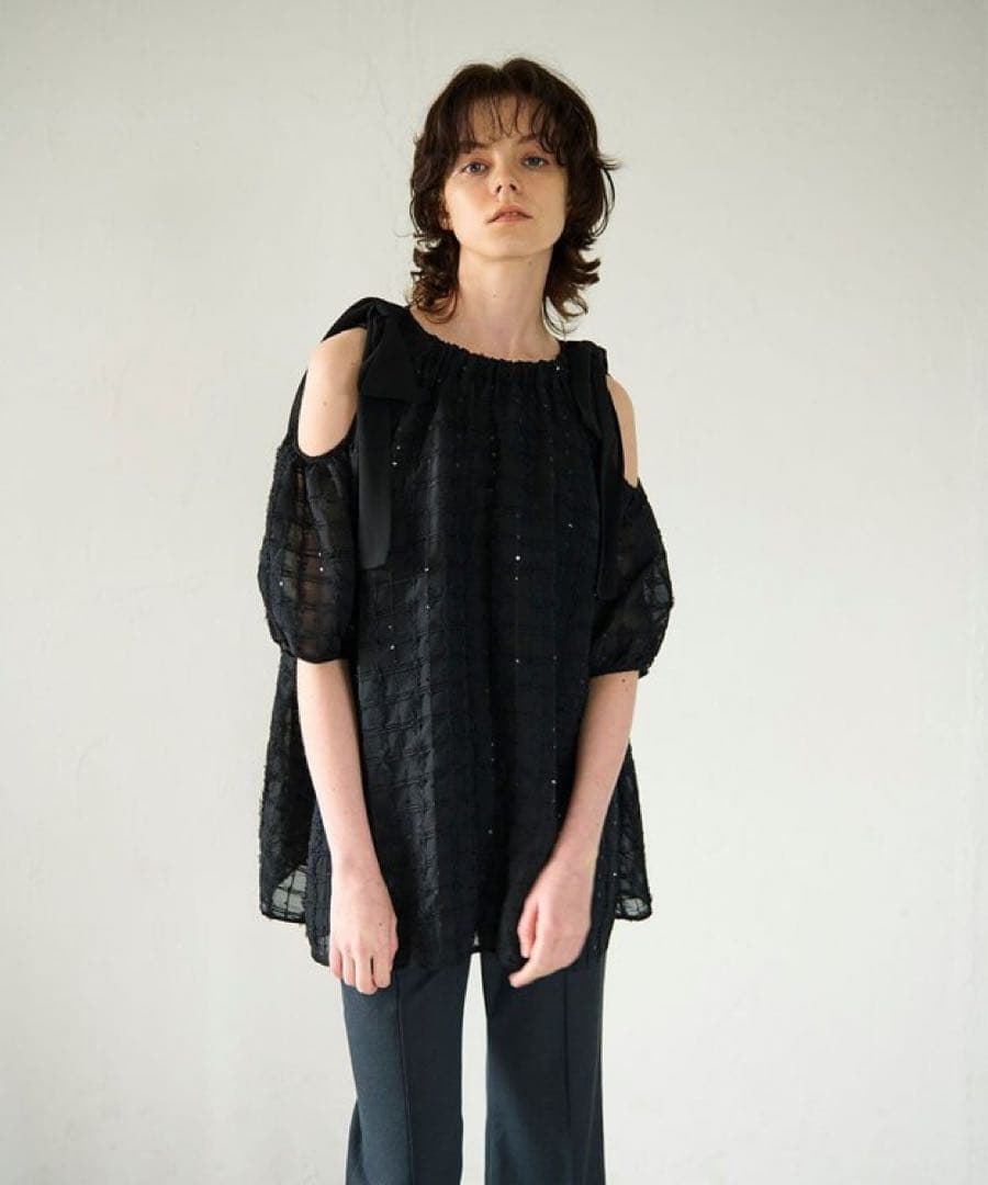 24SS 完売品♡グレースコンチネンタル チュールフリルフレアトップ 36