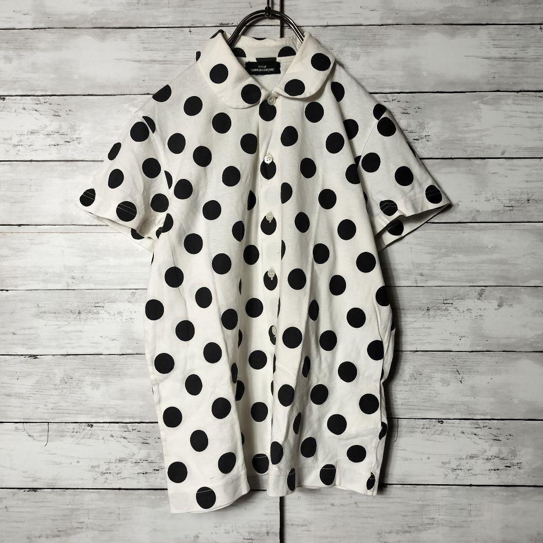 トリココムデギャルソン 丸襟 ポロシャツ ブラウス ドット 水玉 コットン 綿