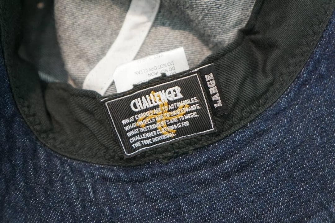 美品 challenger デニム バケット ハット 帽子 紺 901P▲