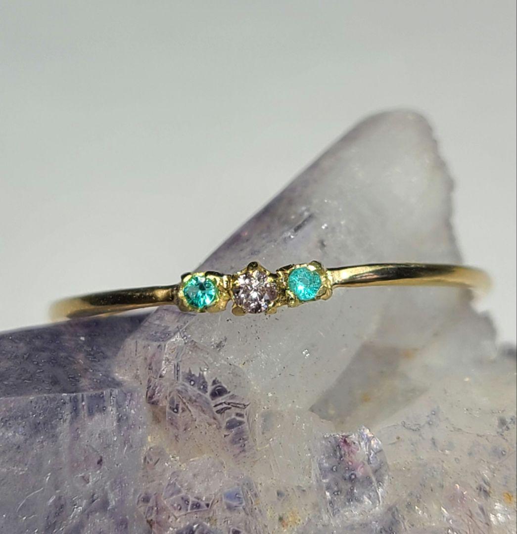 限定1本★アーガイルピンクダイヤモンドバターリャパライバトルマリン18金リング★