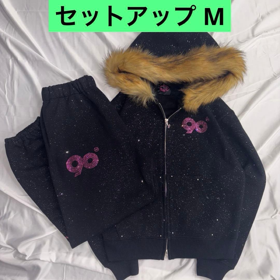 9090 girl 90 Logo Glitter セットアップ ブラック M