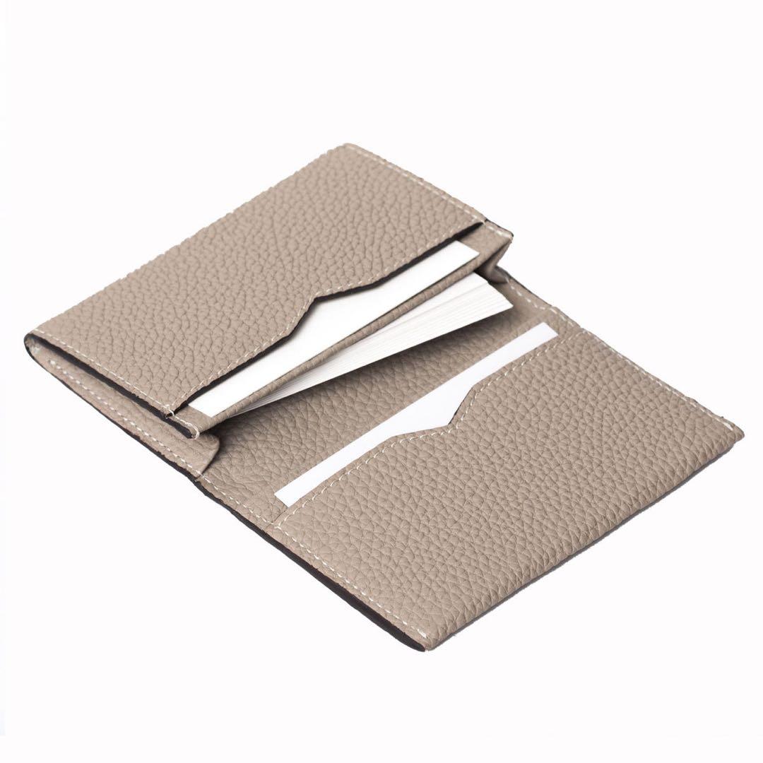 ボナベンチュラ ビジネスカードケース シュリンクレザー 名刺入れ グレージュ売切