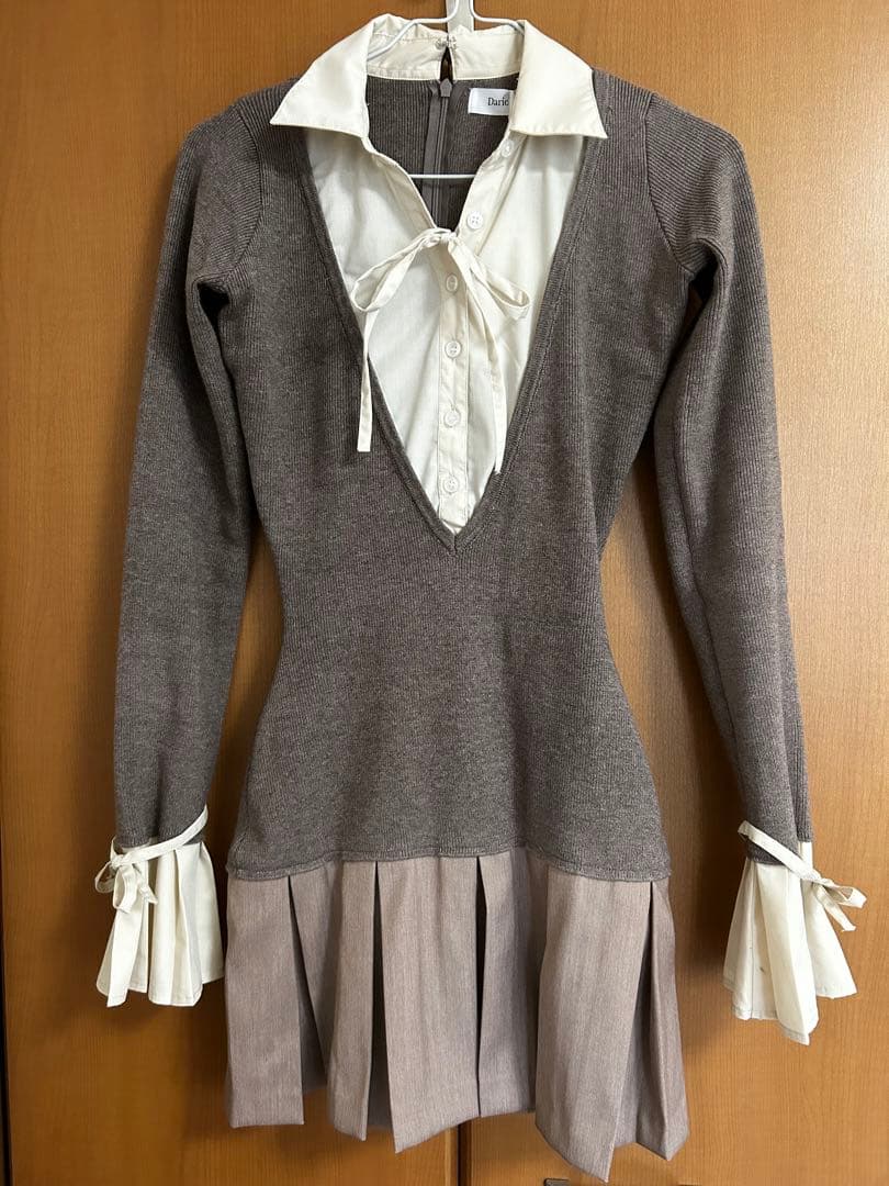 Darich シャツドッキングプリーツミニワンピース MOC モカ