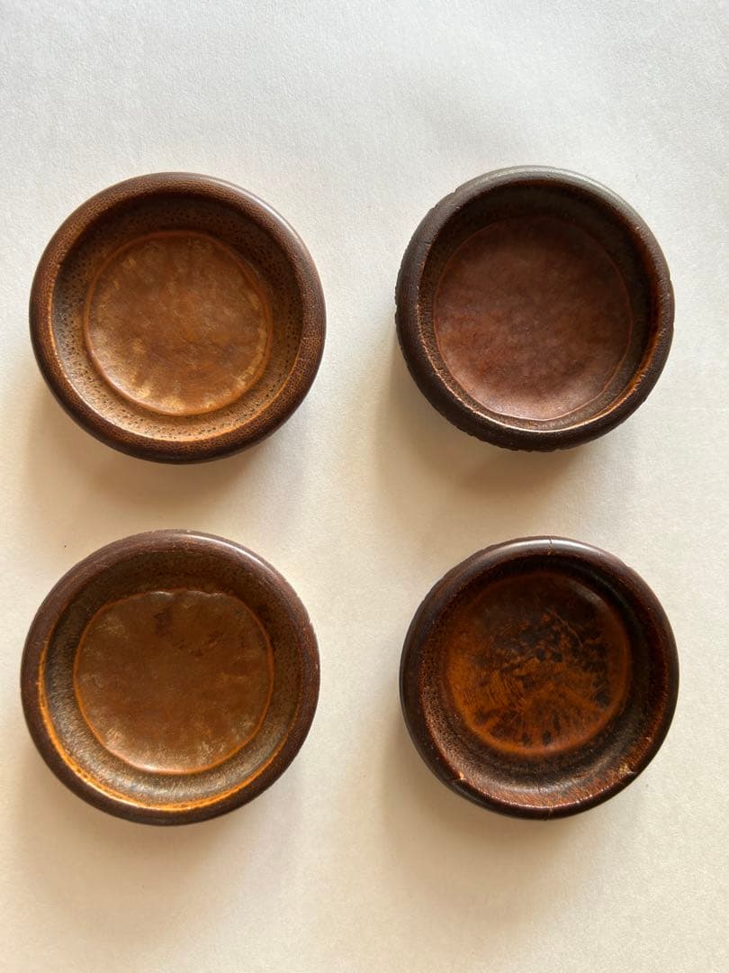 【48】【襖 引き手】  煤竹節丸引手 4個 (中古・難有)