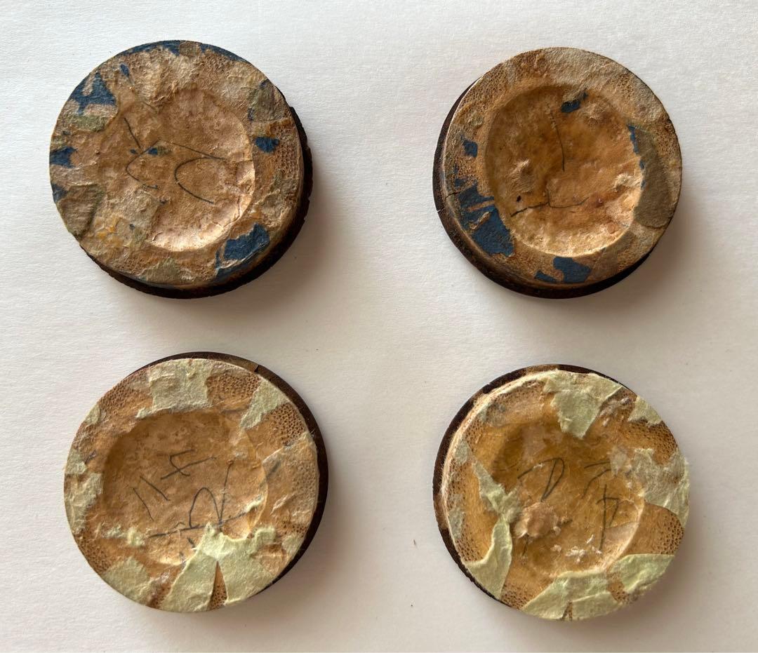 【48】【襖 引き手】  煤竹節丸引手 4個 (中古・難有)