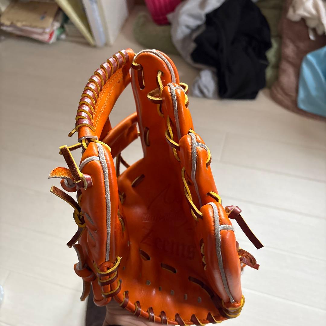 オレンジ レザー 硬式グローブ ストライプ