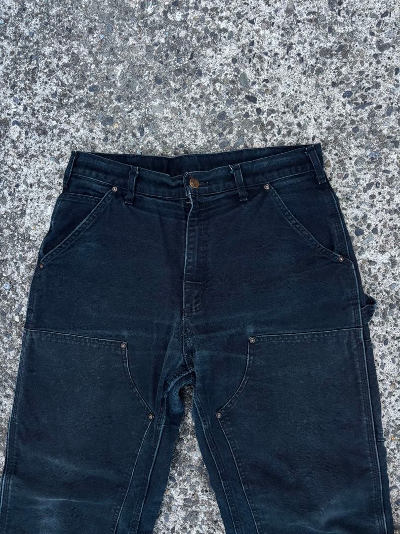 90s Carhartt ダブルニー ワークパンツ デニム ブラック