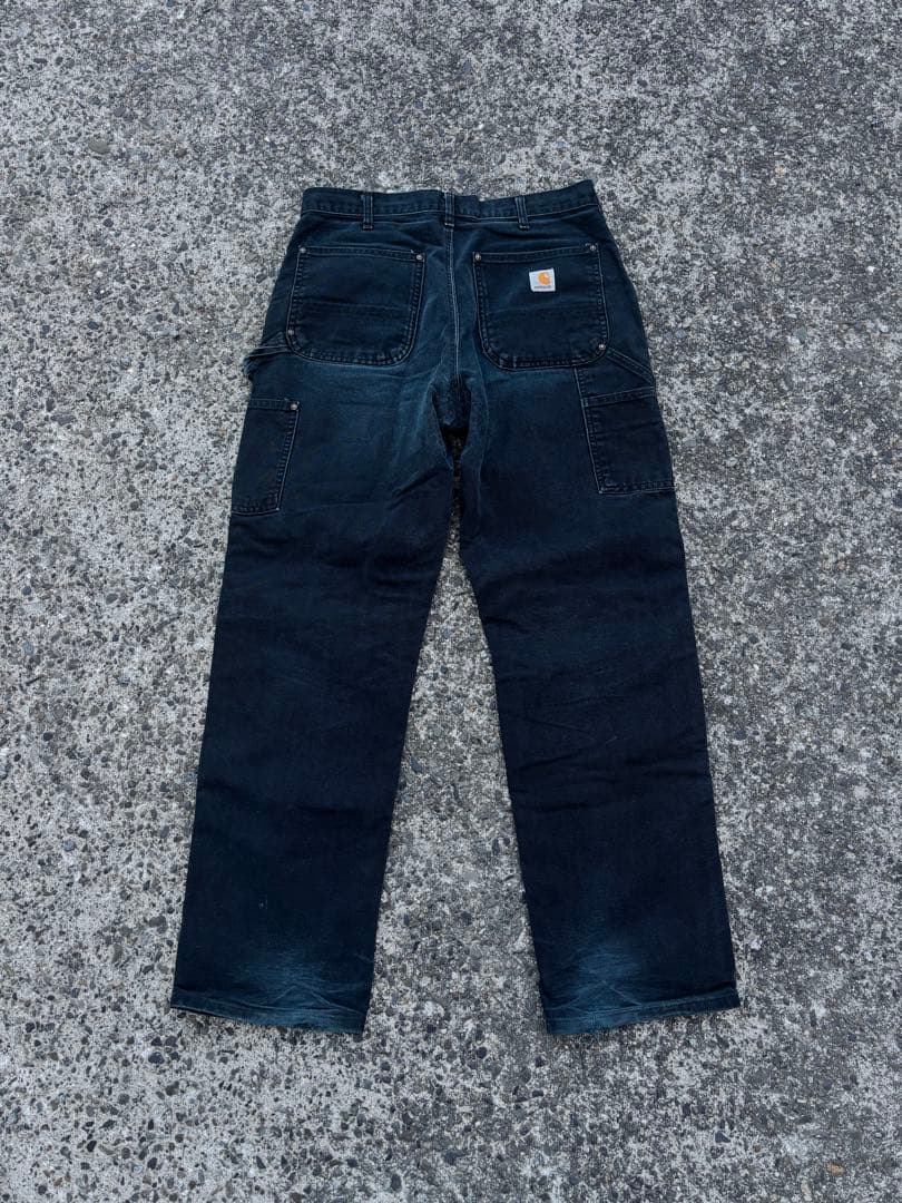 90s Carhartt ダブルニー ワークパンツ デニム ブラック