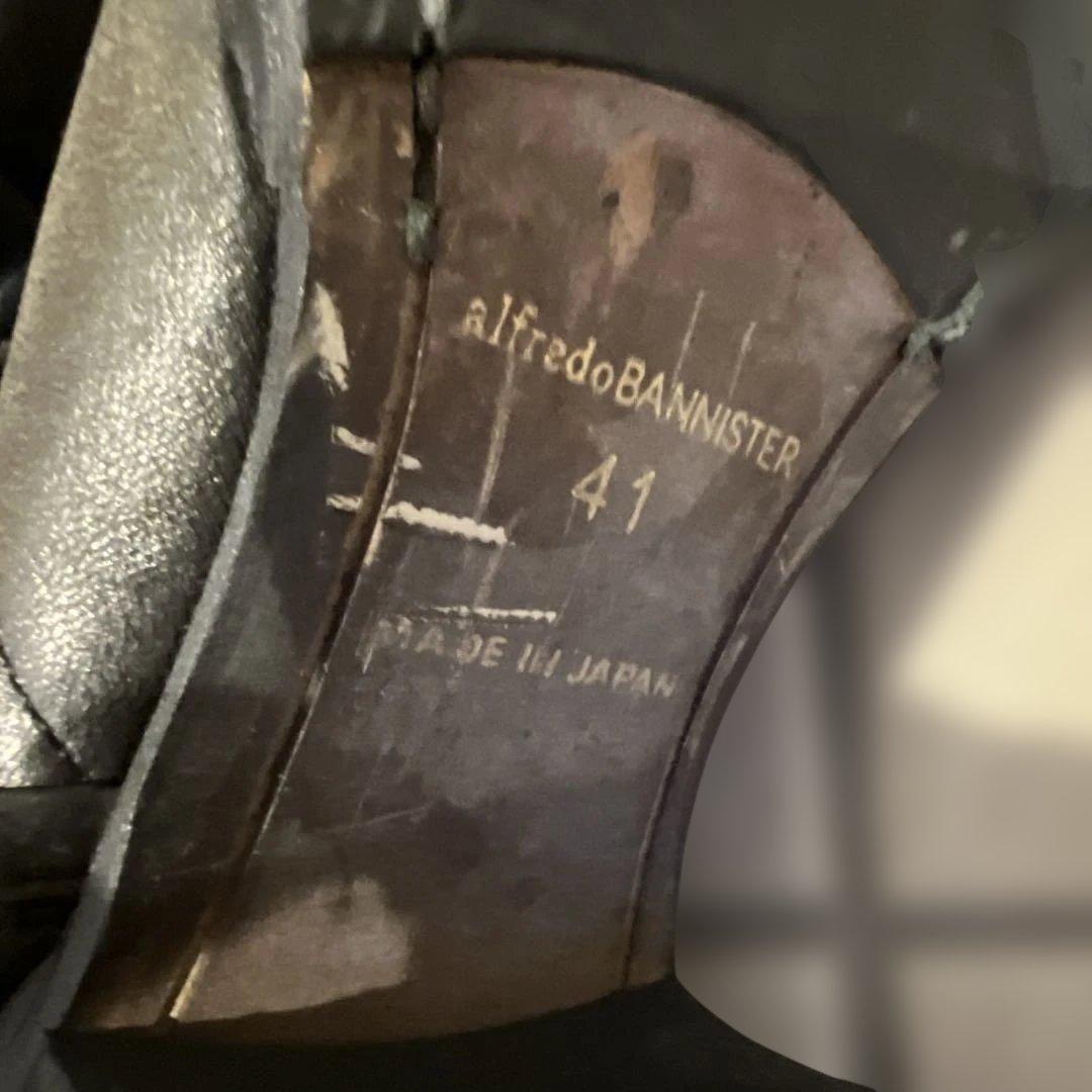 アルフレッドバニスター　ニット　ラム革　ブーツ　ブラックオリーブ　サイズ41