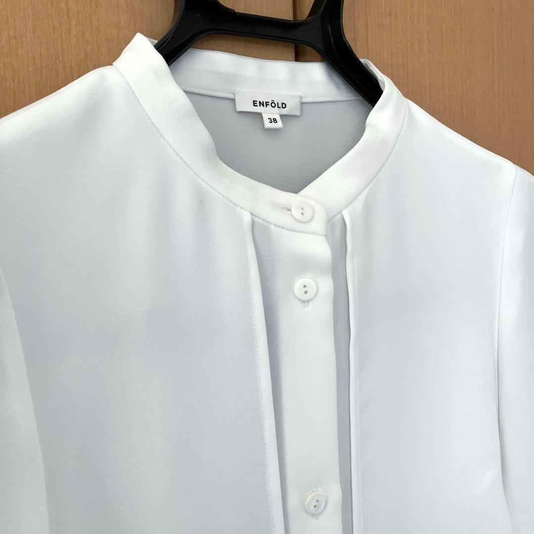 【ほぼ新品】ENFOLD ランダムスリットブラウス ホワイト