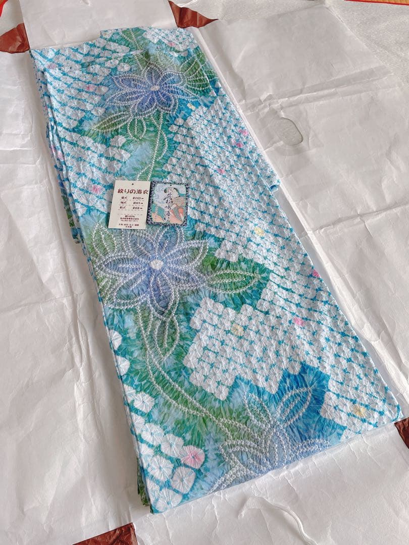SALE価格❣️美品✨ 有松絞り 有松鳴海絞り 花模様 浴衣 紫陽花カラー