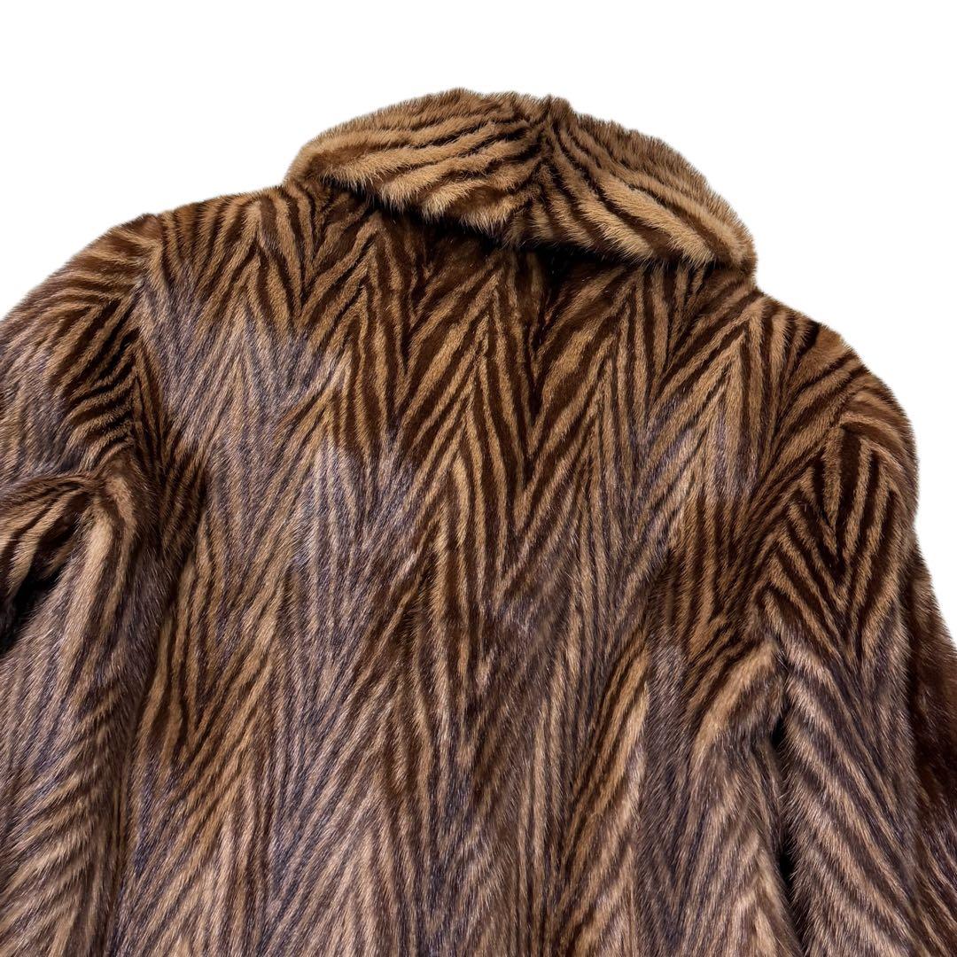 美品　デミバフミンク　XLサイズ相当　艶◎　リアルファーコート　総丈73cm