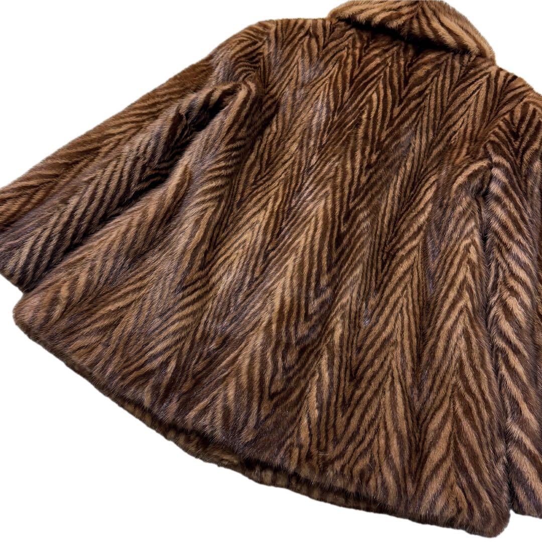 美品　デミバフミンク　XLサイズ相当　艶◎　リアルファーコート　総丈73cm