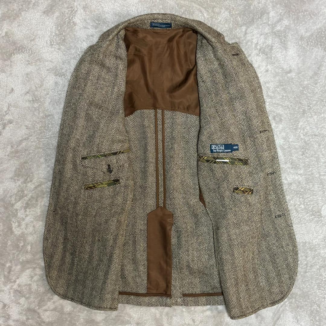 ラルフローレン メンズ ツイードジャケット ヘリンボーン チャコールグレー