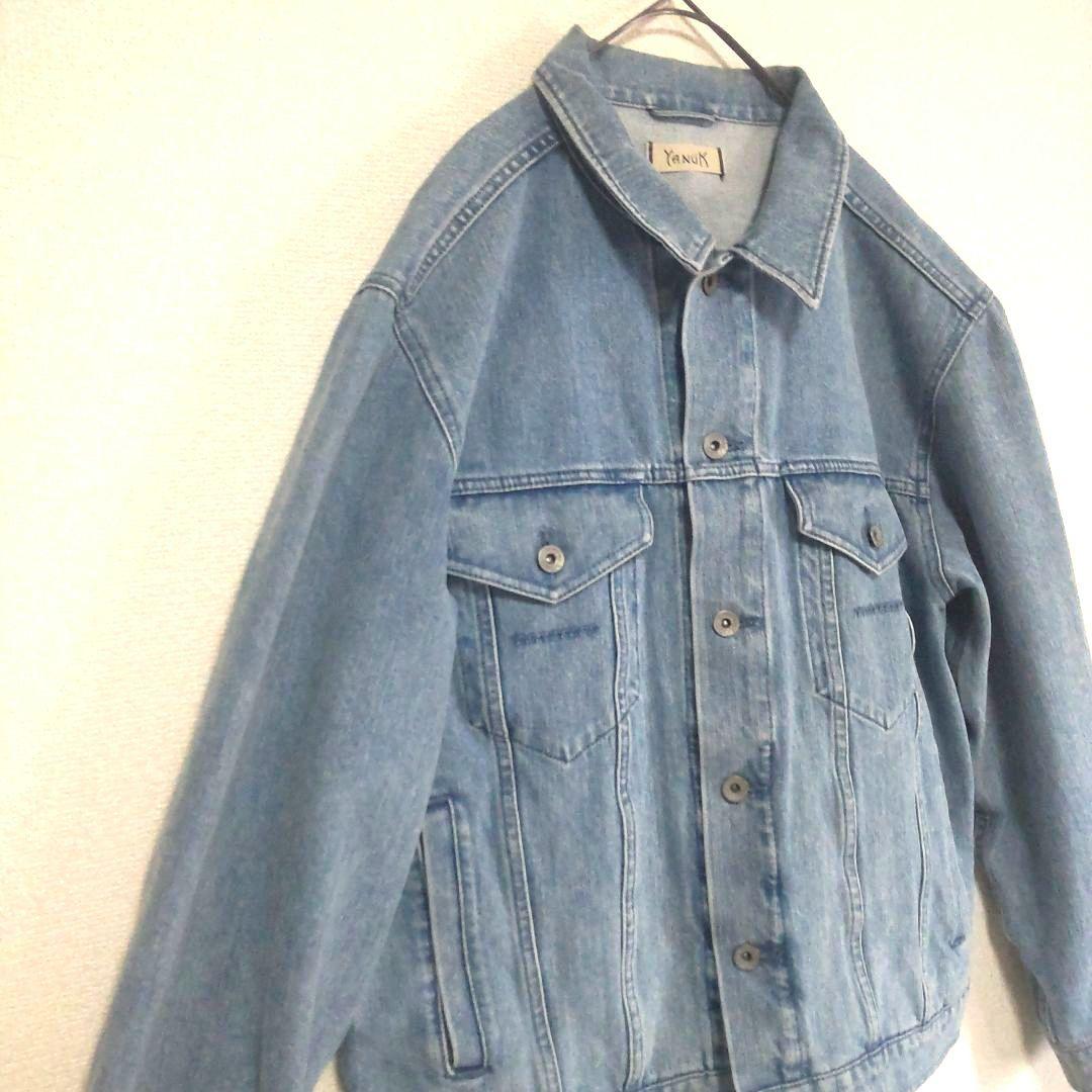 ヤヌーク　金子綾コラボデニムジャケット　Gジャン　ブルー　Y刺繍　羽織　脱色加工