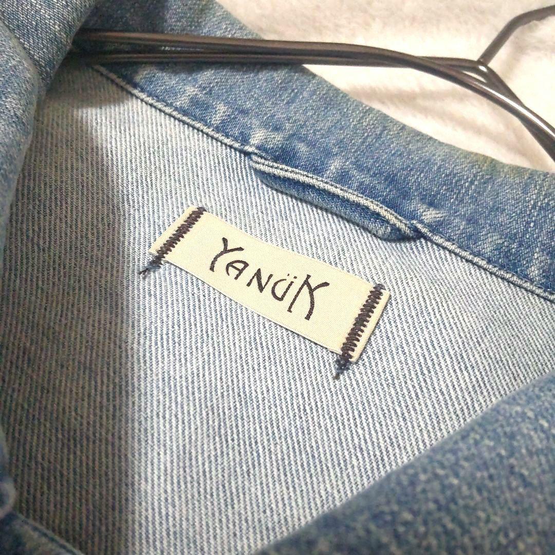 ヤヌーク　金子綾コラボデニムジャケット　Gジャン　ブルー　Y刺繍　羽織　脱色加工
