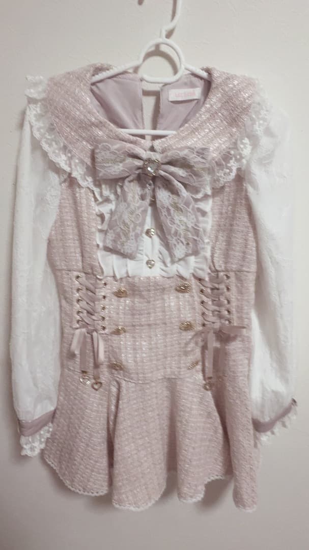 正規品 訳あり リズリサ メッセージリボンツイードセットアップ