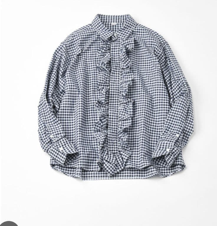 45R 45rpm 薄オックスのフリルオーシャンブラウス