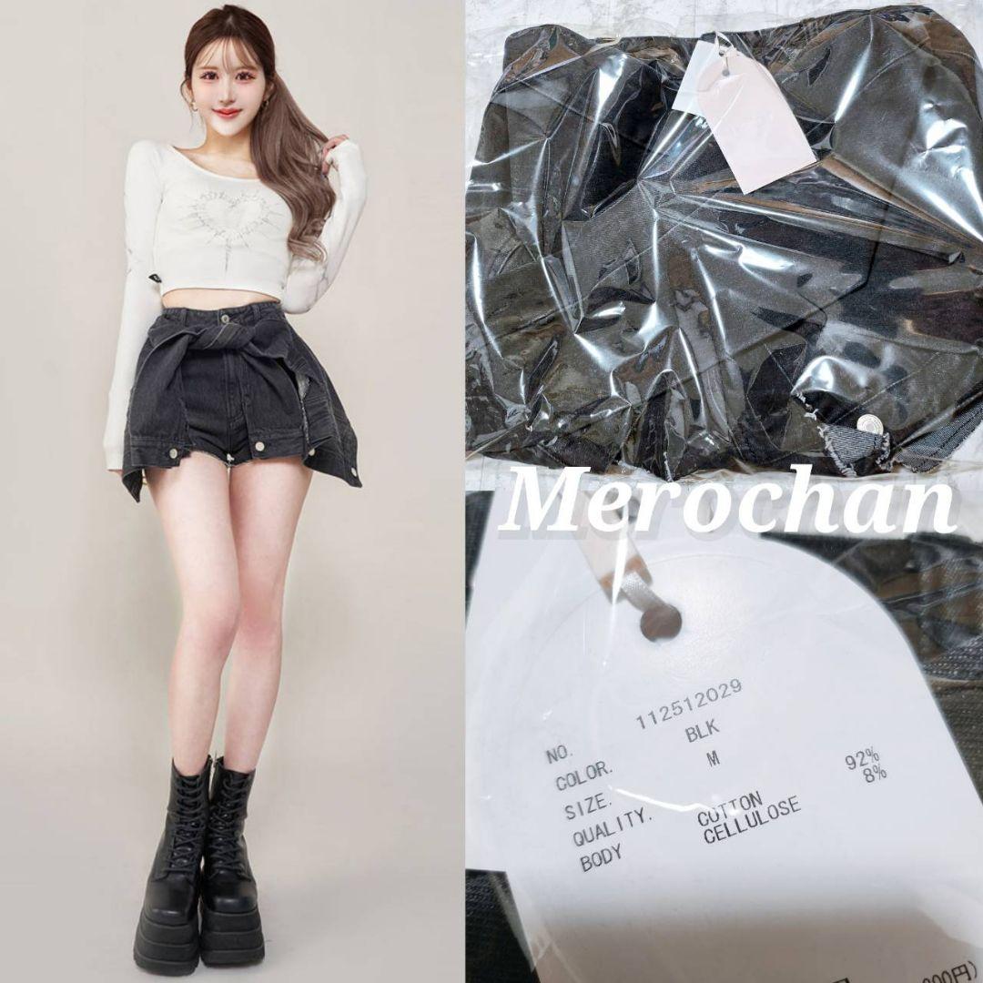 Darich ドッキングデザインデニムショートパンツ BLK