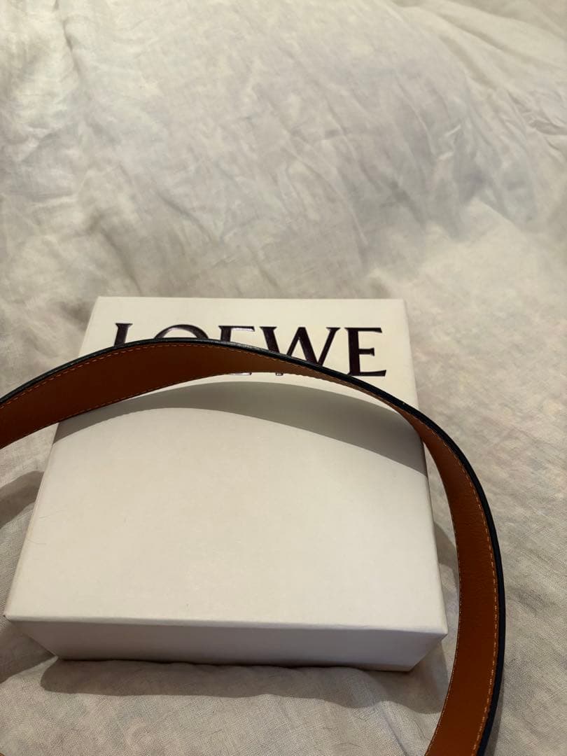 LOEWE レザーベルト ブラック シルバーアナグラム サイズ100