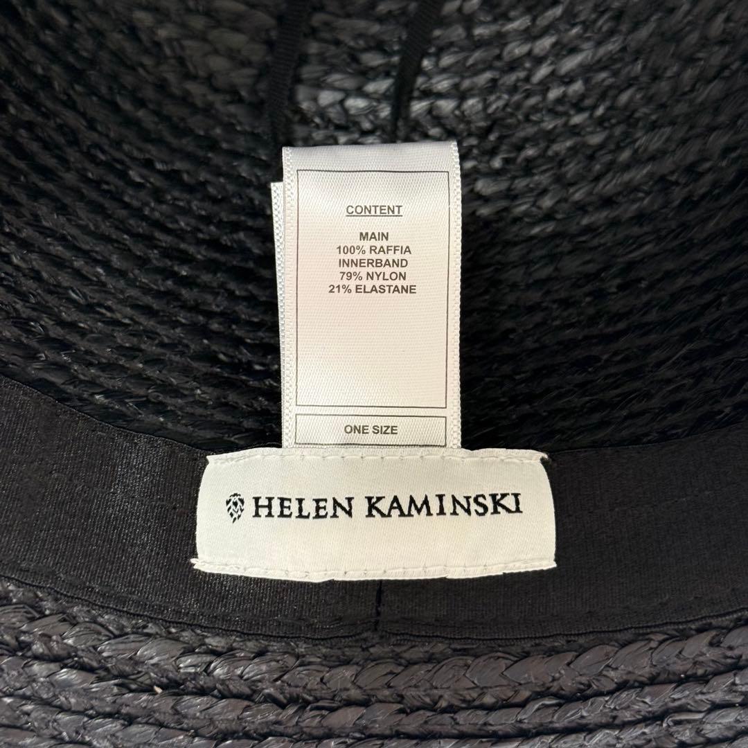 【極美品】ヘレンカミンスキー VALENCE 6 ラフィアハット黒 つば広 夏