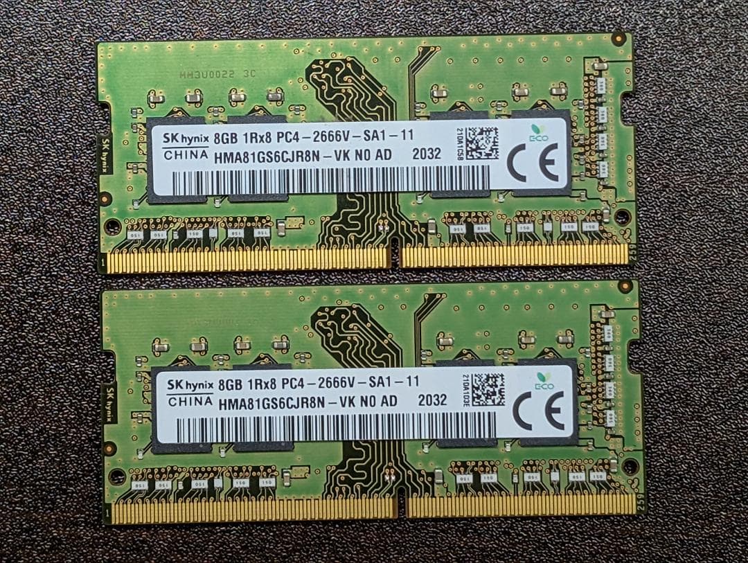 16GB(8GBx2枚) PC4-21300(DDR4-2666) SODIMM
