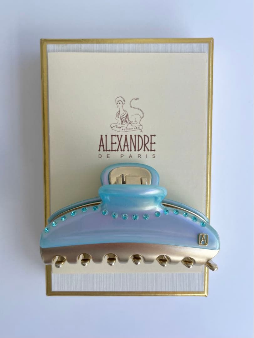 アレクサンドル ドゥ パリ バレッタ ブルー クリスタルビーズ付き