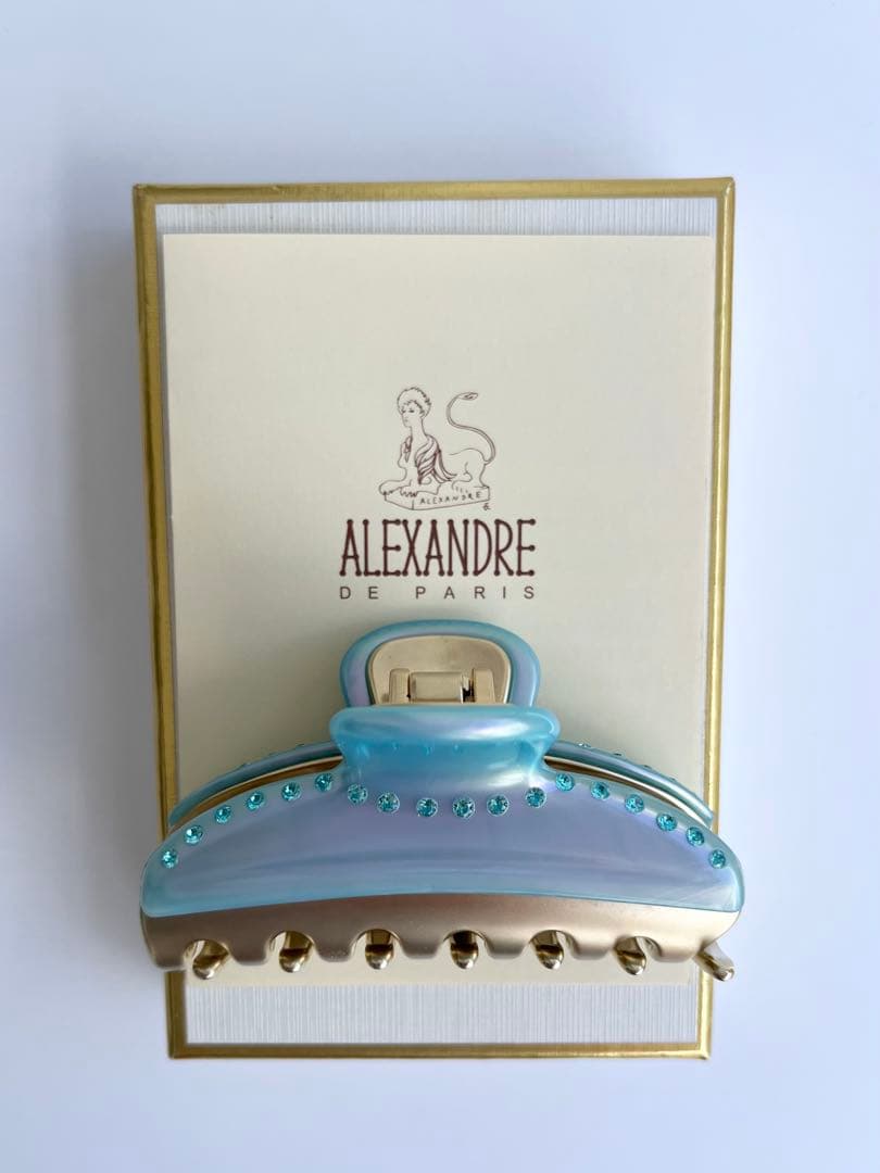 アレクサンドル ドゥ パリ バレッタ ブルー クリスタルビーズ付き