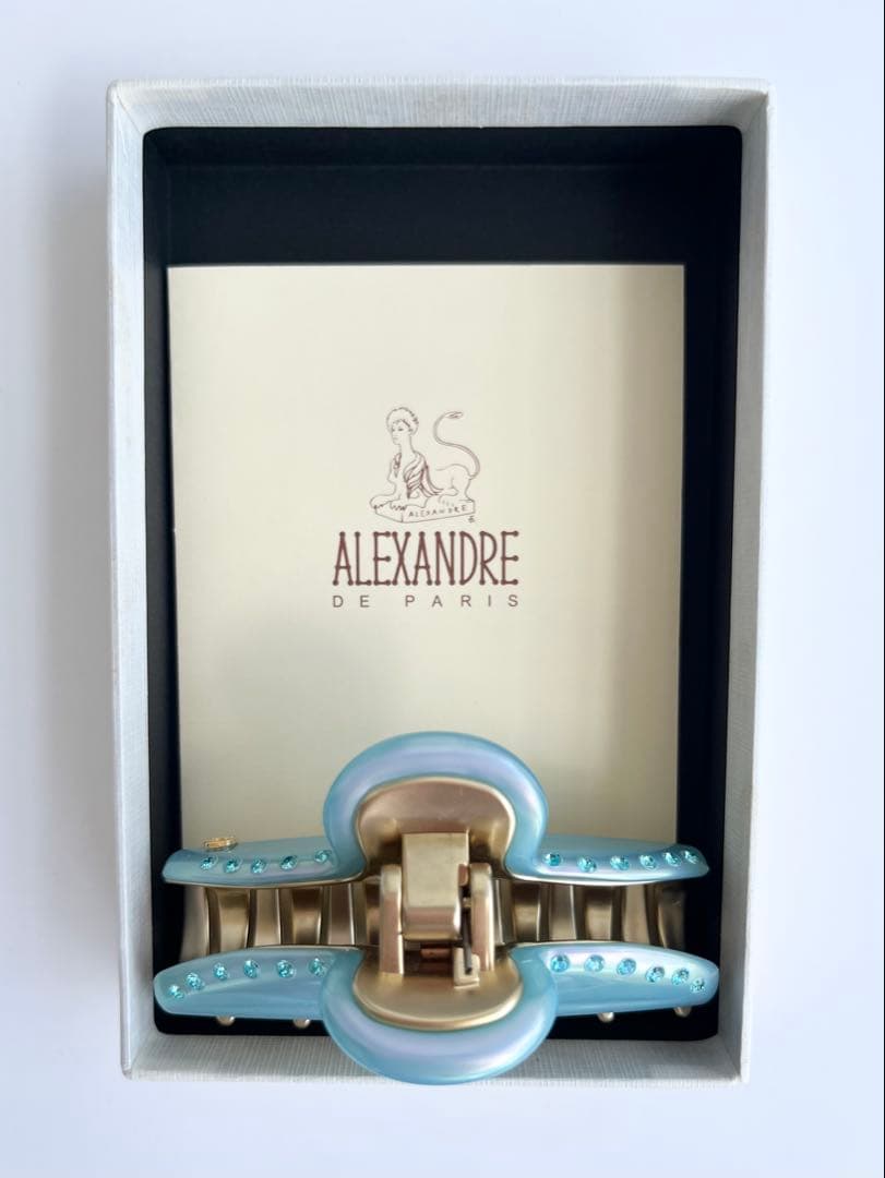 アレクサンドル ドゥ パリ バレッタ ブルー クリスタルビーズ付き