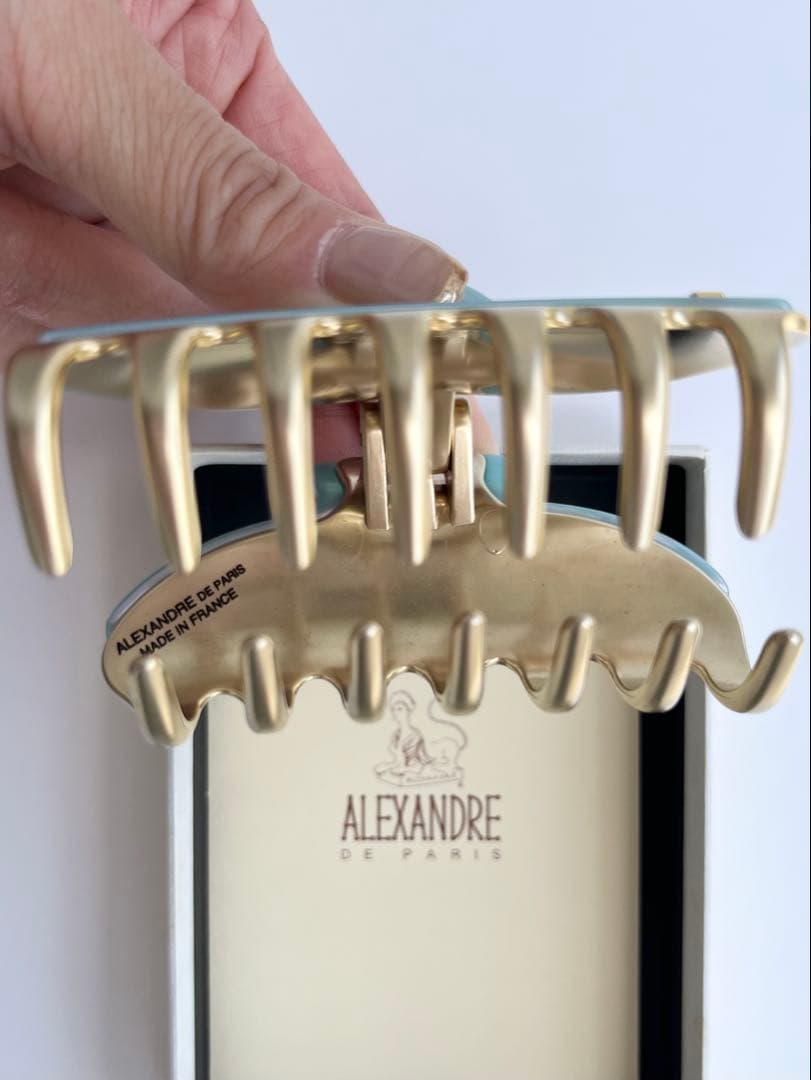 アレクサンドル ドゥ パリ バレッタ ブルー クリスタルビーズ付き