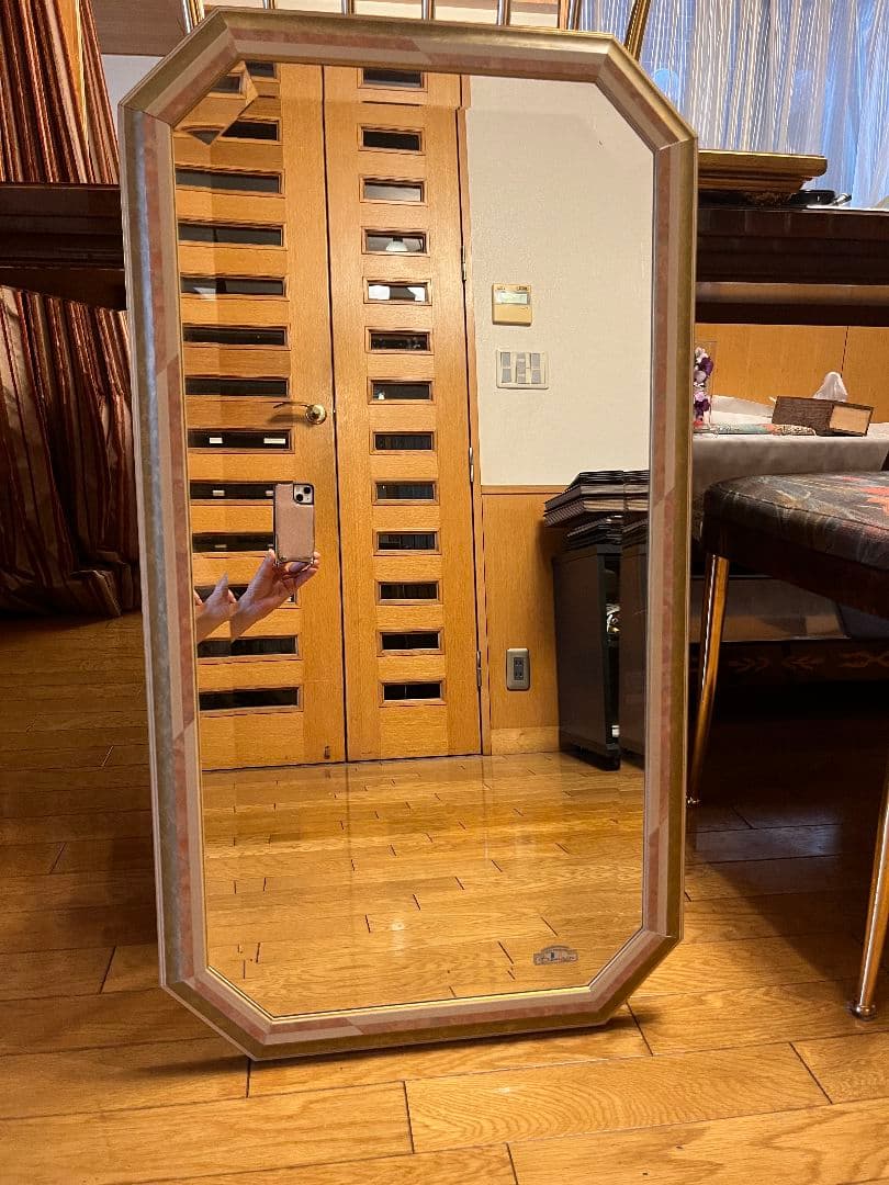 八角形 木製フレーム　高級鏡　 六本木アピス　イタリア