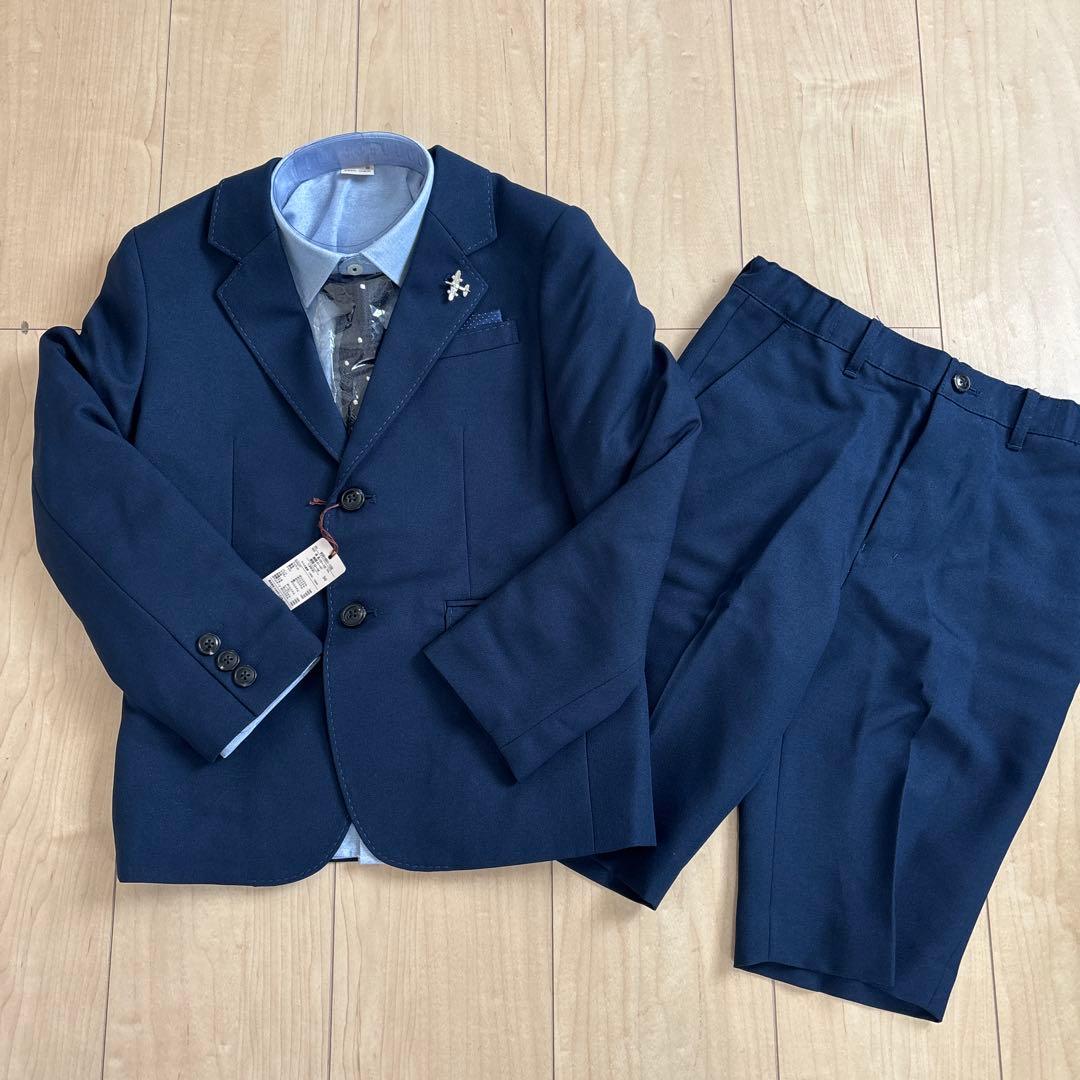 【新品】130　プティマイン　ネイビー 　フォーマルスーツ 男の子　セットアップ