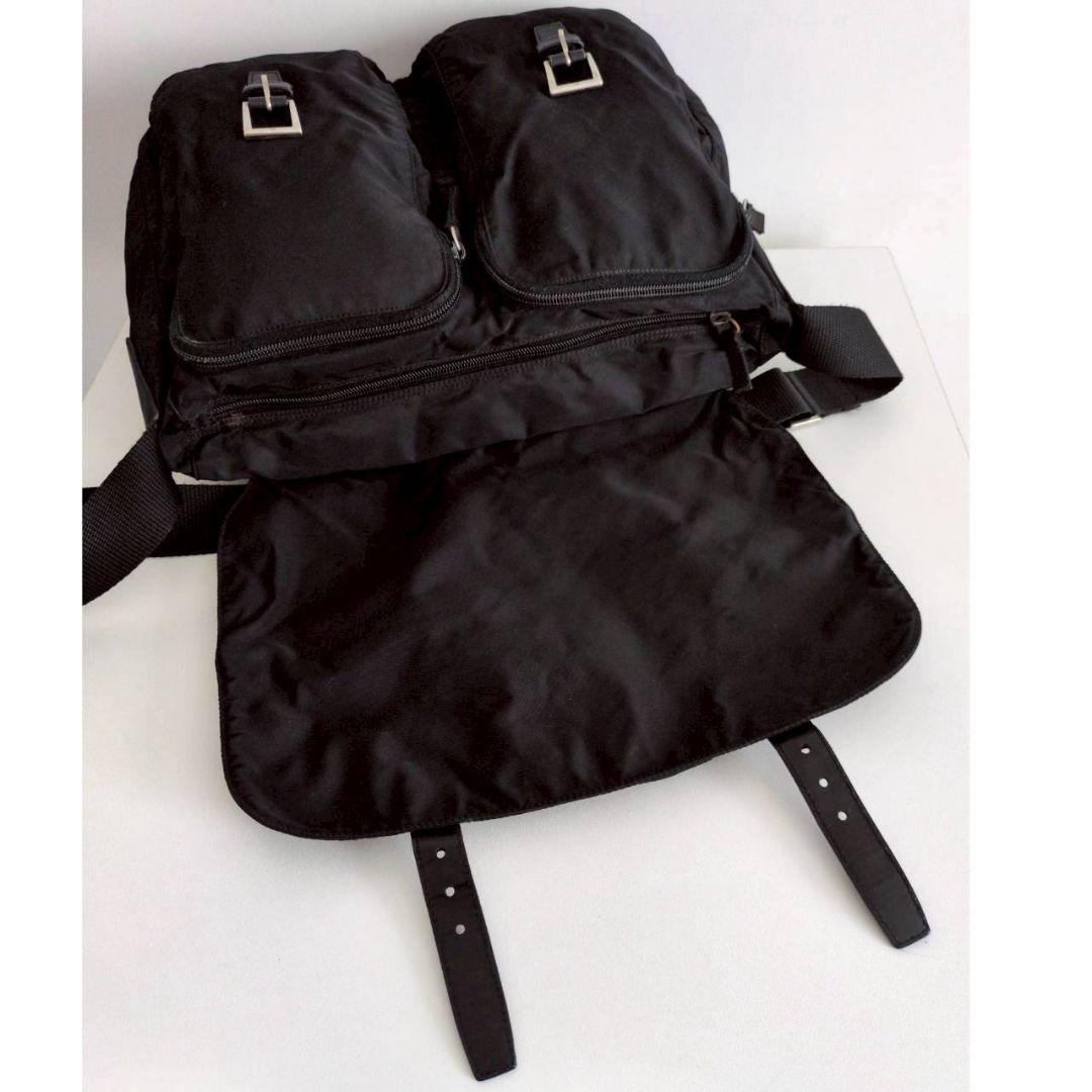 良品 プラダ ナイロン レザー ショルダーバッグ 鞄 黒 レディース メンズ