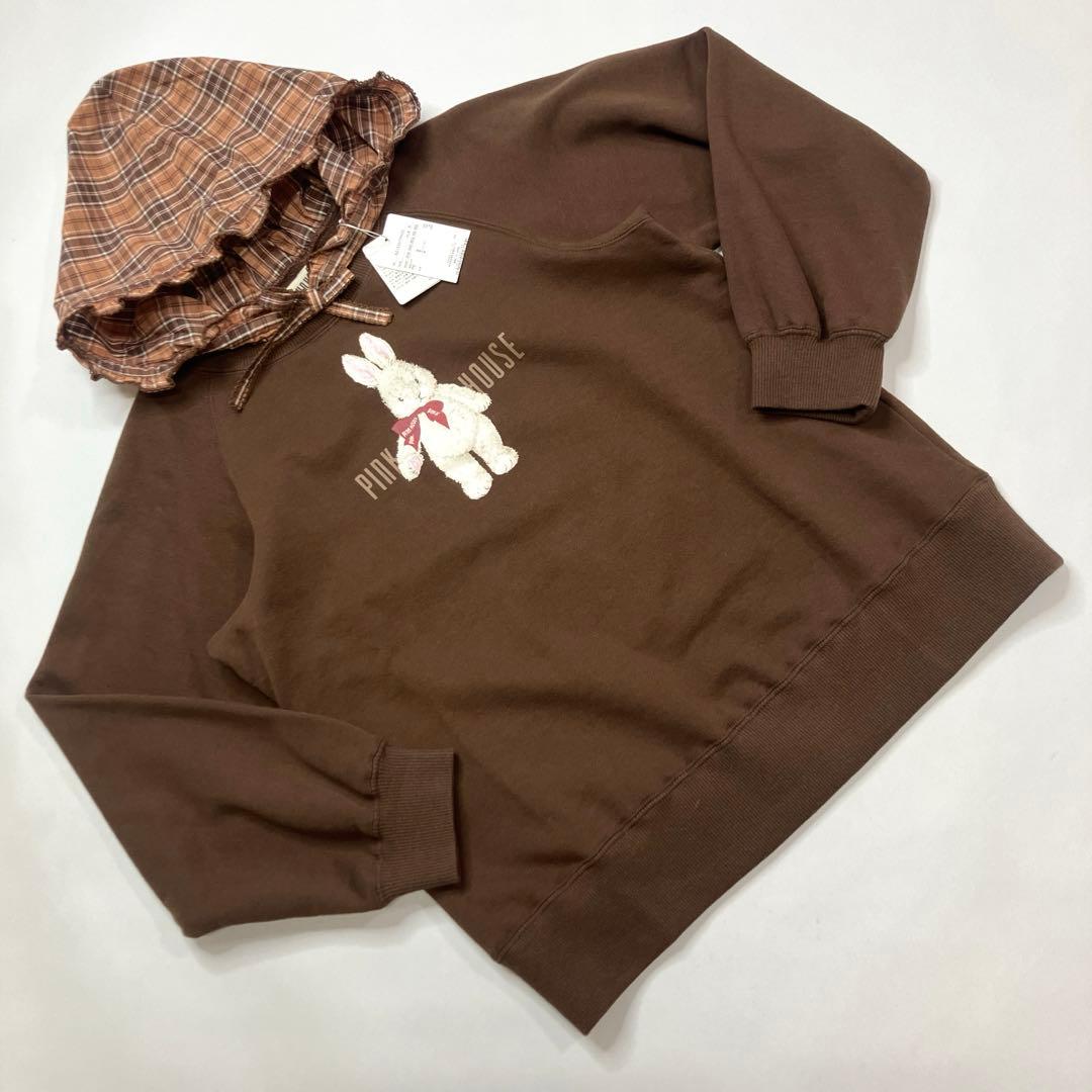 【新品未使用】ピンクハウス ブラウン うさちゃんプリント パーカー/2025年