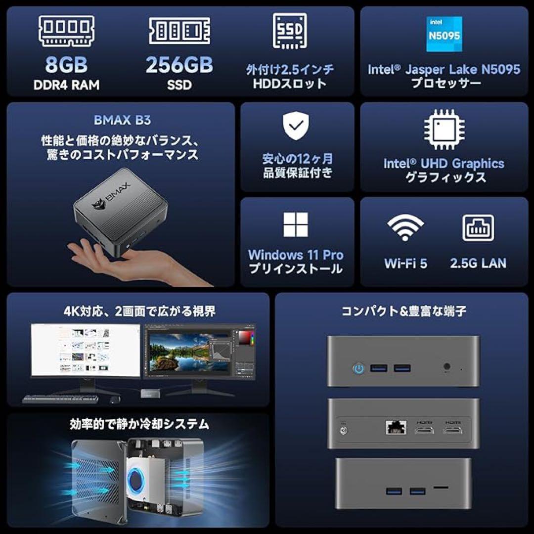 ❤️1品限り❤️ミニpc Intel N5095 Windows 11 Pro