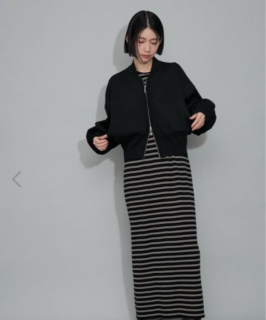 アダムエロペ/メタルライクヤーンニットブルゾン