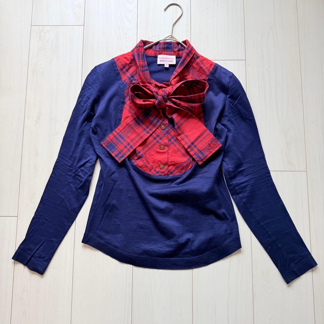 希少✨ ヴィヴィアンウエストウッド　ボウタイカットソー タータンチェック　オーブ