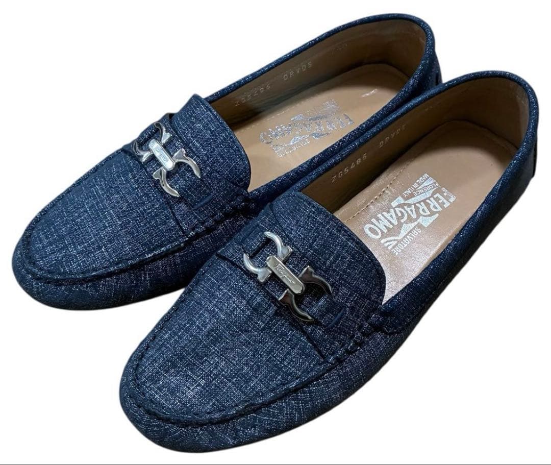 Salvatore Ferragamo デニム ビット ドライビングシューズ