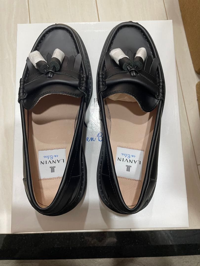 ランバンオンブルー　靴　ローファー　ブラック