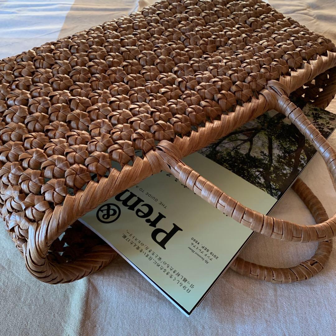 六角花結び編み 山葡萄 やまぶどう　かごバッグ