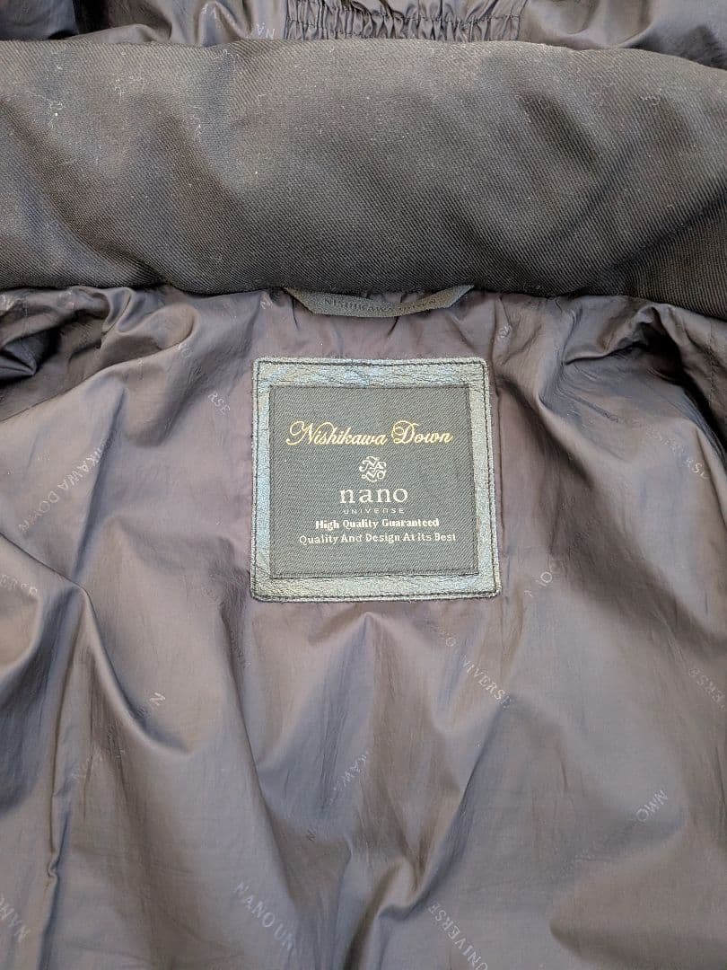 西川ダウン キルティング 黒 ダウンジャケット L ナノ・ユニバース