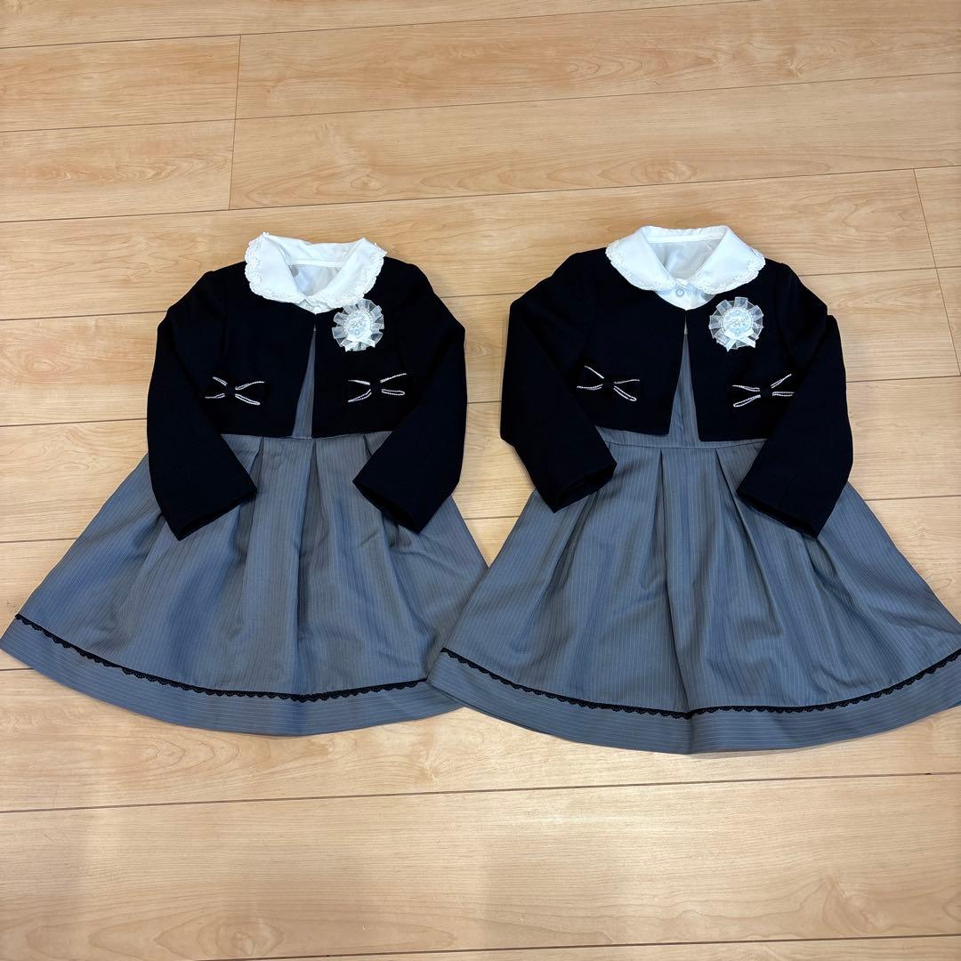 双子 女の子 卒園式 入学式 フォーマルワンピース 110 2着セット